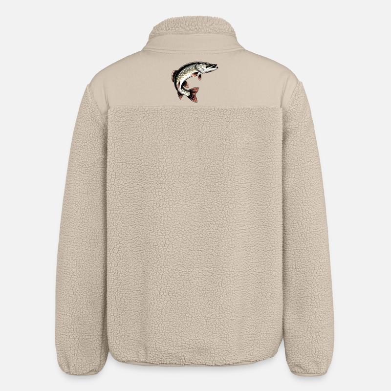 Predatory Pike - Relaxed Fit Unisex Sherpa Jacket by Stanley/Stella - beige