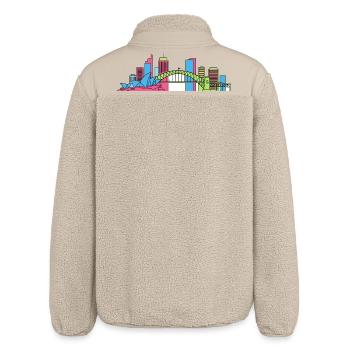 Sydney City Skyline Opera House Bridge Line Art - Relaxed Fit Unisex Sherpa Jacket by Stanley/Stella - beige - Back
