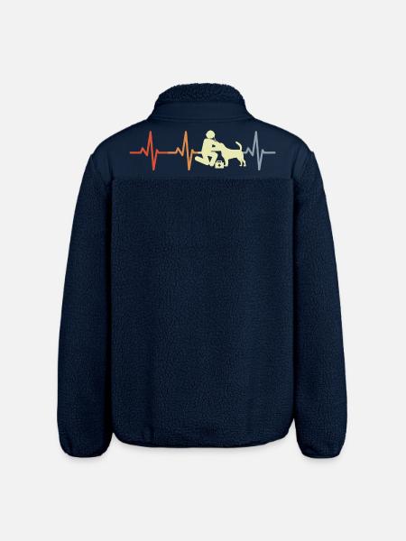 Veterinarian Stick Figures ECG - Relaxed Fit Unisex Sherpa Jacket by Stanley/Stella - navy