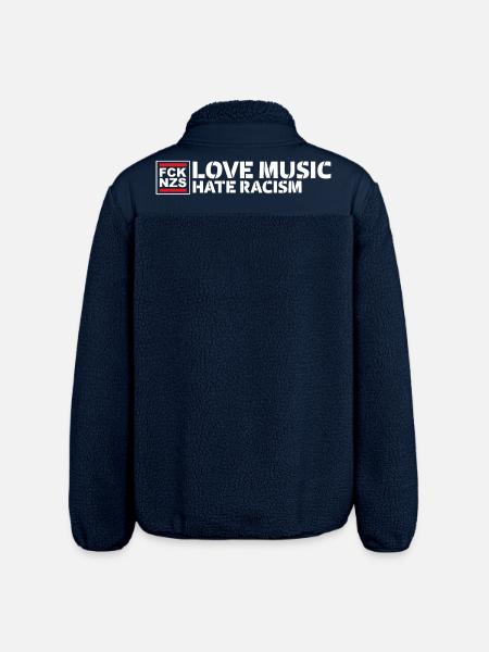Love Music Hate Racism - Relaxed Fit Unisex Sherpajacke von Stanley/Stella - Navy