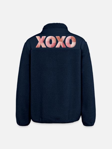 XOXO Patchwork Spruch Kuss Umarmung - Relaxed Fit Unisex Sherpajacke von Stanley/Stella - Navy