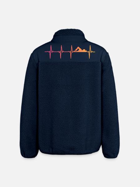 Swimming sunset heartbeat swimmer gift - Relaxed Fit Unisex Sherpa Jacket by Stanley/Stella - navy
