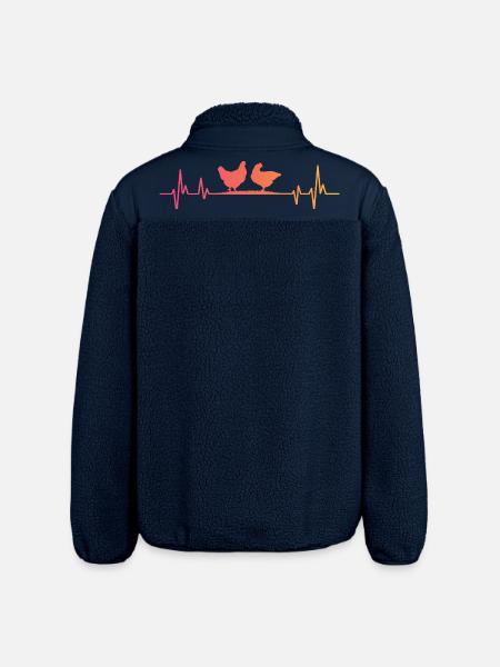 Hen Sunset Heartbeat Hens - Relaxed Fit Unisex Sherpa Jacket by Stanley/Stella - navy