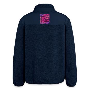 DEMOKRATIE RESPEKT HALTUNG - Relaxed Fit Unisex Sherpajacke von Stanley/Stella - Navy - Hinten - AI Model Male 185 light (185cm)