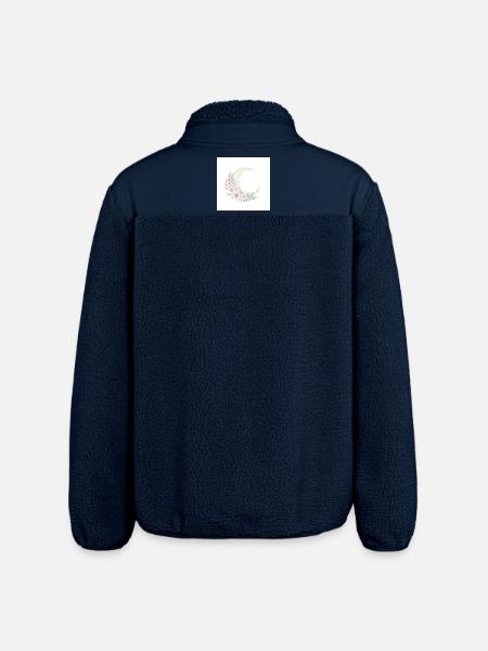 Moon Blossom Wreath - Relaxed Fit Unisex Sherpa Jacket by Stanley/Stella - navy