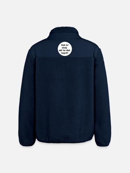 Det är okej att ta det lugnt!(Vit cirkel)  - Unisex sherpajacka ledig passform Stanley/Stella - marinblått