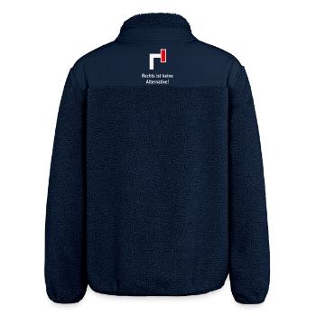 Rechts Ist Keine Alternative! (Gegen Rechts / V1) - Relaxed Fit Unisex Sherpajacke von Stanley/Stella - Navy - Hinten - AI Model Male 185 light (185cm)