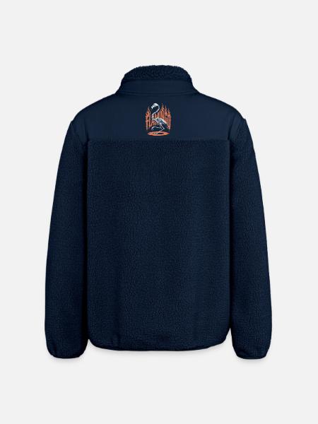 Flamingo Flames Skeleton Halloween - Relaxed Fit Unisex Sherpa Jacket by Stanley/Stella - navy