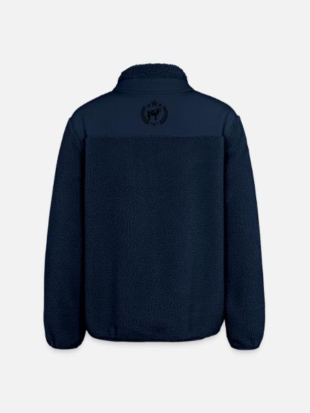 Cow in Laurel Wreath with Stars - Relaxed Fit Unisex Sherpa Jacket by Stanley/Stella - navy