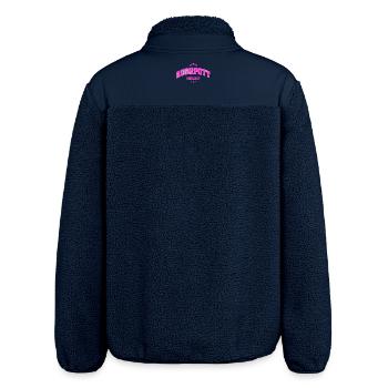 Ruhrpott Neon Look Streetwear Deutschland - Relaxed Fit Unisex Sherpajacke von Stanley/Stella - Navy - Hinten - AI Model Male 185 light (185cm)