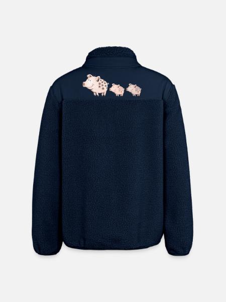 Schweine Familie - Relaxed Fit Unisex Sherpajacke von Stanley/Stella - Navy