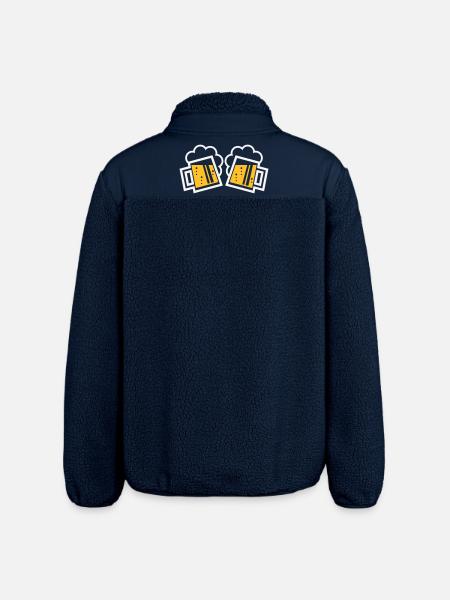 2 Bayrische Bierkrüge Prosten (Bier / NEG 2C) - Relaxed Fit Unisex Sherpajacke von Stanley/Stella - Navy