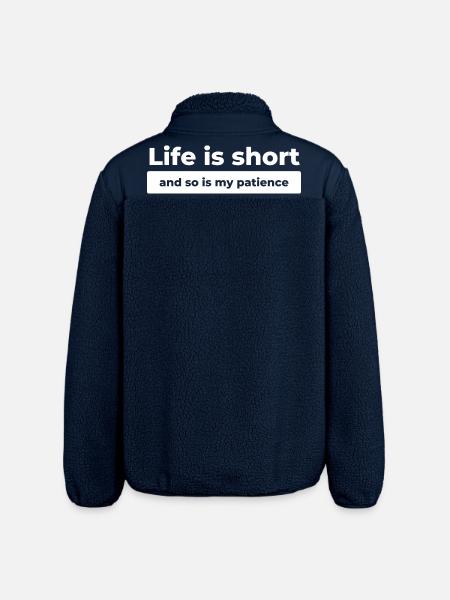 Funny Life Quote - Relaxed Fit Unisex Sherpa Jacket by Stanley/Stella - navy