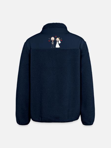 Hochzeitspaar Cartoon fröhlich - Relaxed Fit Unisex Sherpajacke von Stanley/Stella - Navy