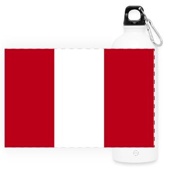 Peru National Flag - Panoramic Drinks Bottle with Carabiner 750 ml - white - Front