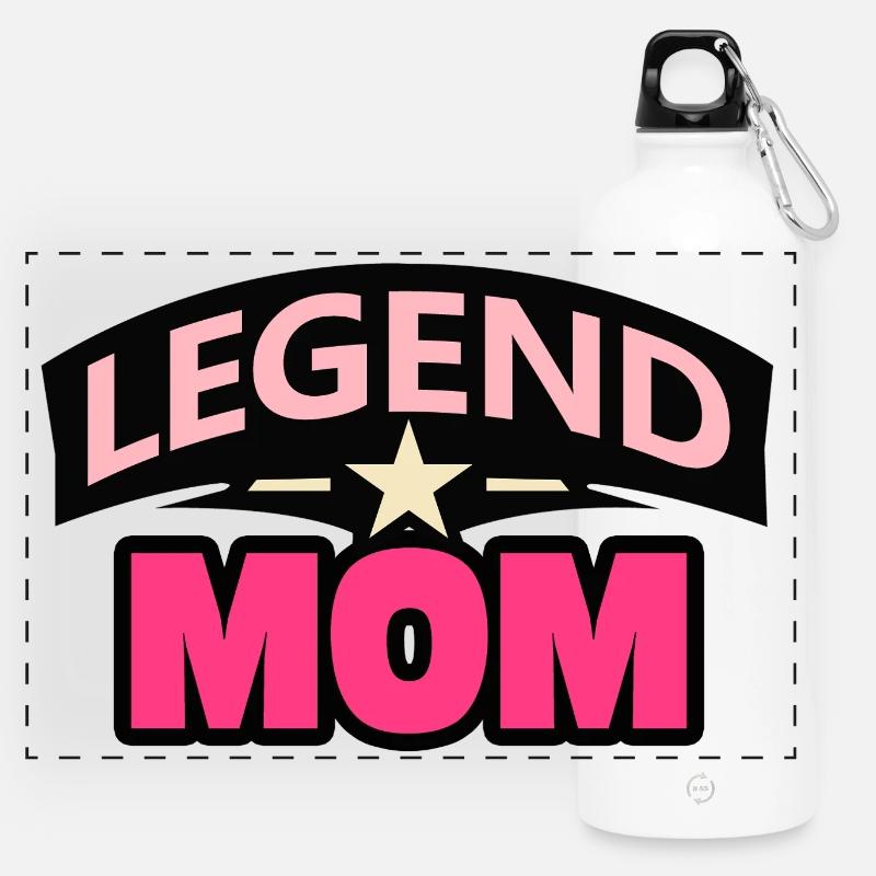 Maman légende – Drôle de Mère Design - Gourde panoramique avec mousqueton 750 ml - blanc
