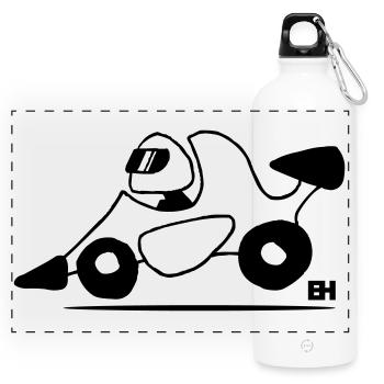 Race car - Panoramic Drinks Bottle with Carabiner 750 ml - white - Front