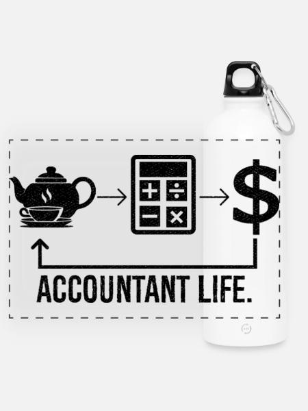 accountant life - Panorama Trinkflasche mit Karabiner 750 ml - Weiß