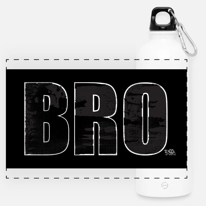 Bold BRO Distressed Typography Tee - Panoramic Drinks Bottle with Carabiner 750 ml - white