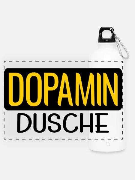 DOPAMIN DUSCHE GEHIRN - Panorama Trinkflasche mit Karabiner 750 ml - Weiß