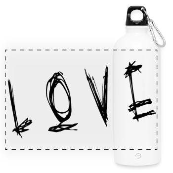 HERZ. PAAR. ICH HABE GERADE GEHEIRATET. Junggesellinnenabschied. VALENTINSTAG. - Panorama Trinkflasche mit Karabiner 750 ml - Weiß - Vorne