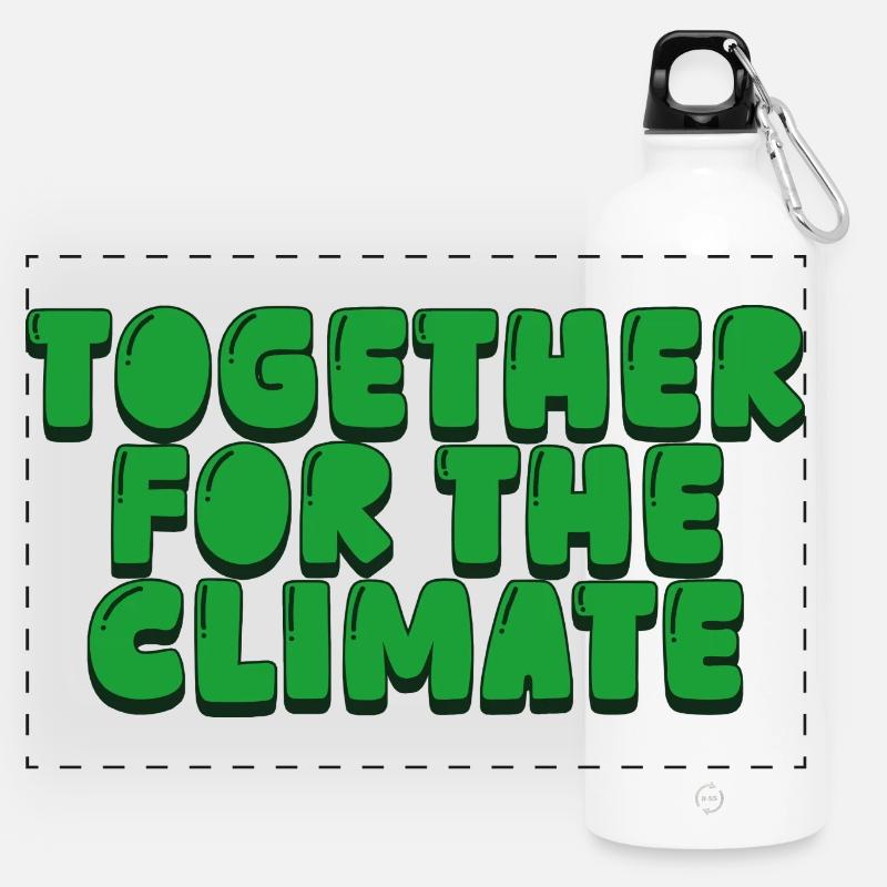 Together for the Climate - Panoramic Drinks Bottle with Carabiner 750 ml - white