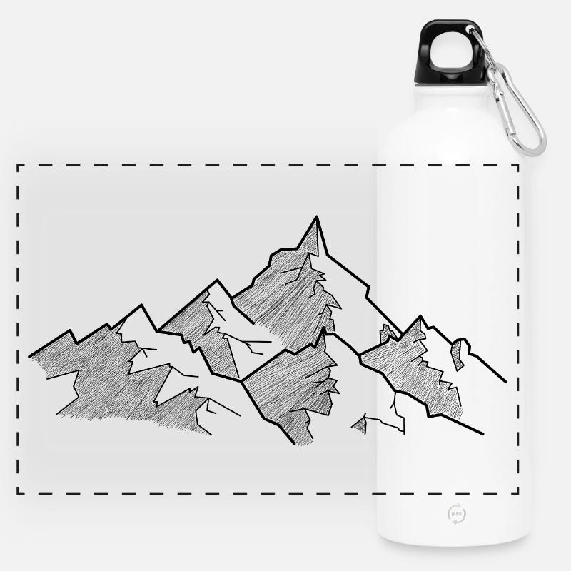 Berglaundschoft - mountain landscape, mountains, nature - Panoramic Drinks Bottle with Carabiner 750 ml - white