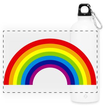 regenbogen - Panorama Trinkflasche mit Karabiner 750 ml - Weiß - Vorne