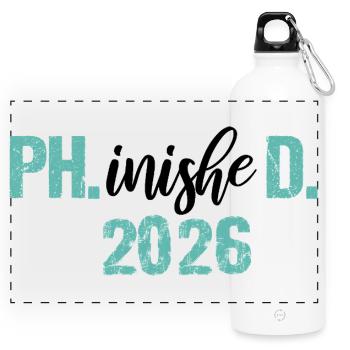Doctor 2026 Degree Philistine Dissertation PhD - Panoramic Drinks Bottle with Carabiner 750 ml - white - Front