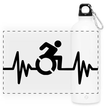 Utilisateur d’un fauteuil roulant avec un cœur qui bat # - Gourde panoramique avec mousqueton 750 ml - blanc - Devant