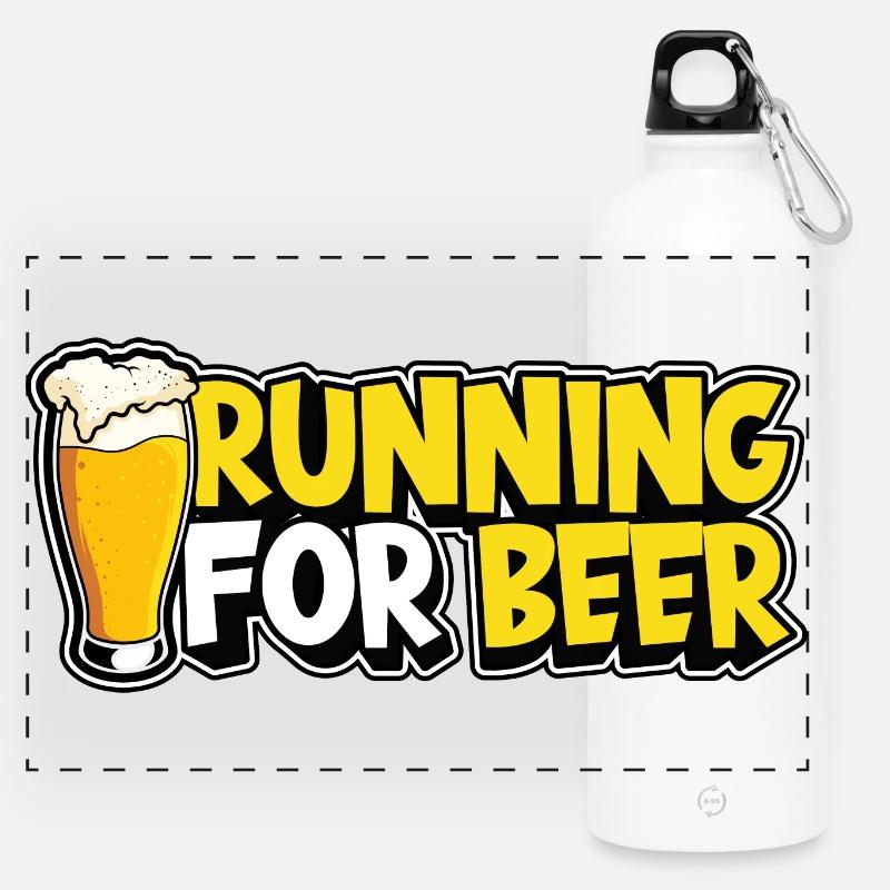 Running for beer - Panoramic Drinks Bottle with Carabiner 750 ml - white