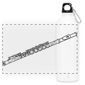 Ornament flute floral décor - Panoramic Drinks Bottle with Carabiner 750 ml - white - Front