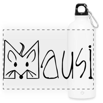 MAUSI MAUS - Panorama Trinkflasche mit Karabiner 750 ml - Weiß - Vorne