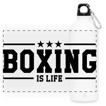 Boxing is life ! - Panorama Trinkflasche mit Karabiner 750 ml - Weiß - Vorne