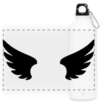 Angel Pictogram | Guardian Angel & Faith Symbol - Panoramic Drinks Bottle with Carabiner 750 ml - white - Front