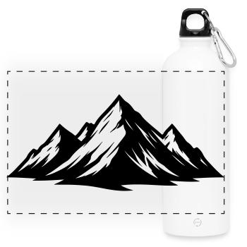 Mountains symbolism - Panoramic Drinks Bottle with Carabiner 750 ml - white - Front