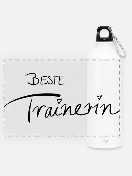 Beste Trainerin - Panorama Trinkflasche mit Karabiner 750 ml - Weiß