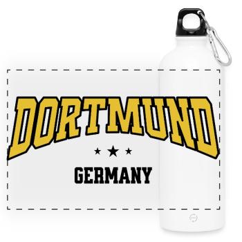 Dortmund Curved Font Design - Panoramic Drinks Bottle with Carabiner 750 ml - white - Front