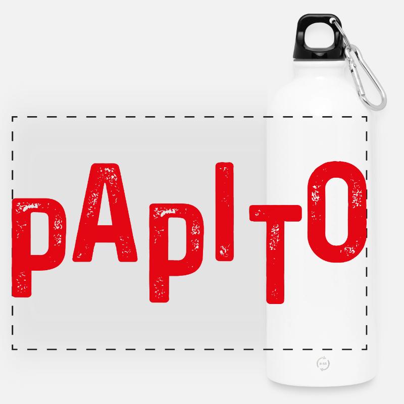 Papito Distressed Red Letters - Panoramic Drinks Bottle with Carabiner 750 ml - white