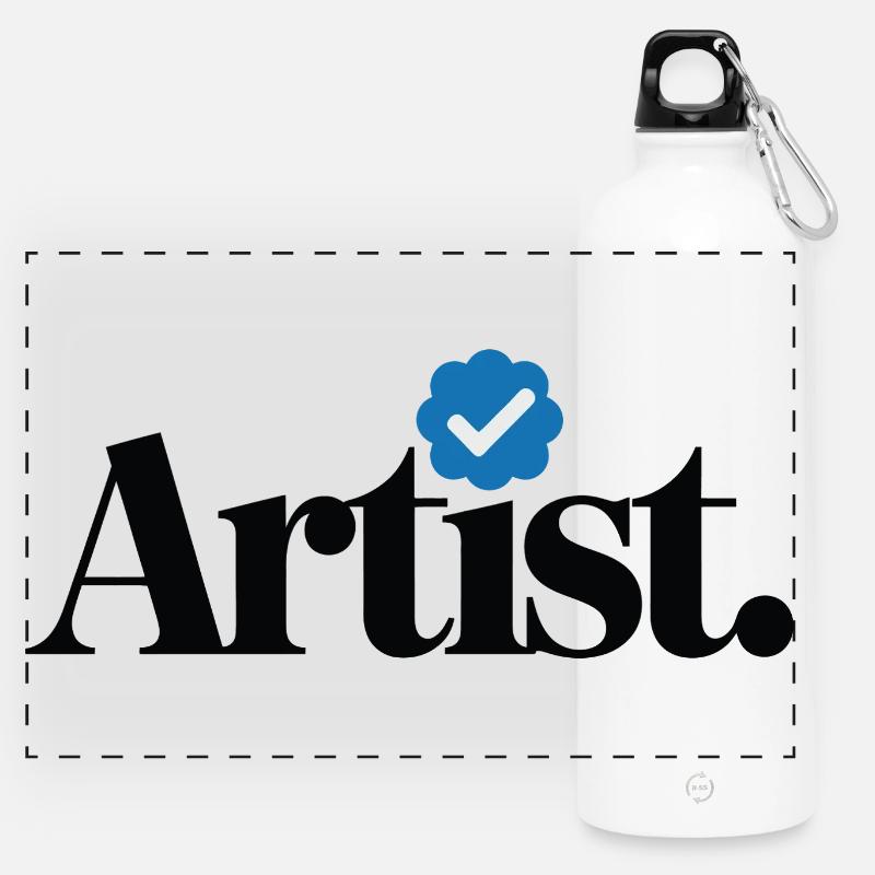 Verified Artist Funny - Panoramic Drinks Bottle with Carabiner 750 ml - white