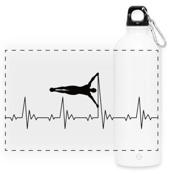 Calisthenics Human Flag Heartbeat Frequency Pulse - Panoramic Drinks Bottle with Carabiner 750 ml - white - Front