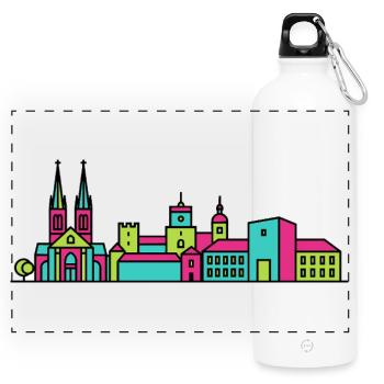 Cathédrale Skyline de la ville d’Uppsala Art moderne en ligne - Gourde panoramique avec mousqueton 750 ml - blanc - Devant