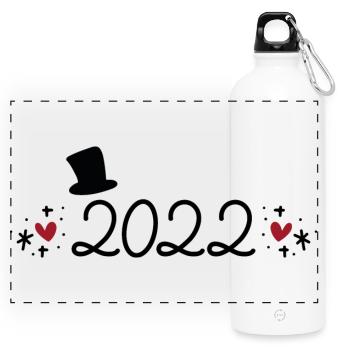 2022 - Panoramic Drinks Bottle with Carabiner 750 ml - white - Front