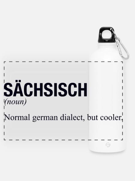 SÄCHSISCH Sachsen - Panorama Trinkflasche mit Karabiner 750 ml - Weiß