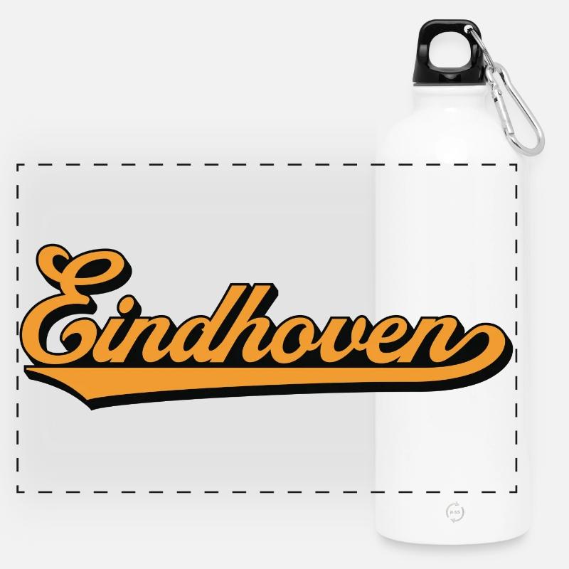 Eindhoven Retro Script - Panoramic Drinks Bottle with Carabiner 750 ml - white