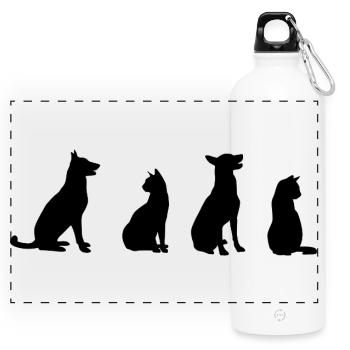 Cats and dogs - Panoramic Drinks Bottle with Carabiner 750 ml - white - Front