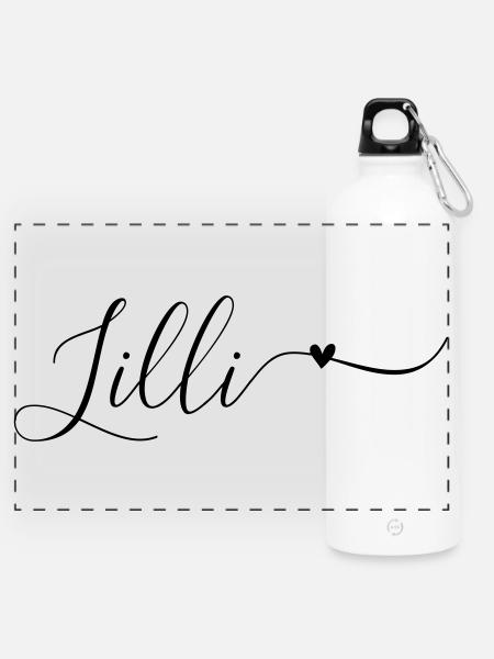Lilli Name Vorname Dekorativ - Panorama Trinkflasche mit Karabiner 750 ml - Weiß