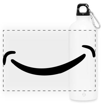 lächeln - Panorama Trinkflasche mit Karabiner 750 ml - Weiß - Vorne