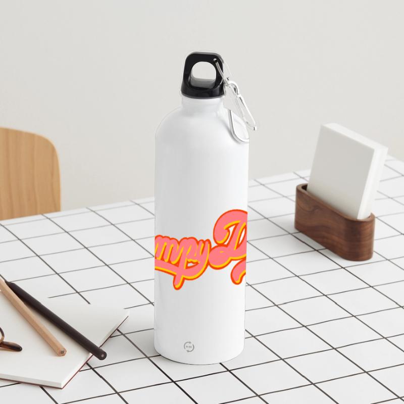 Grumpy Daddy Retro Script - Color "Exploitation" Panoramic Drinks Bottle with Carabiner 750 ml
