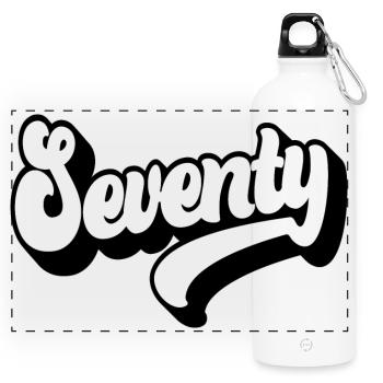 Seventy 70th Birthday Men Women 70 Years Old - Panoramic Drinks Bottle with Carabiner 750 ml - white - Front